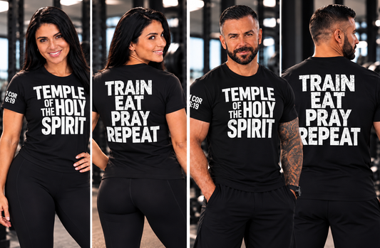 Temple of The Holy Spirit Black Tee - Train Eat Pray Repeat